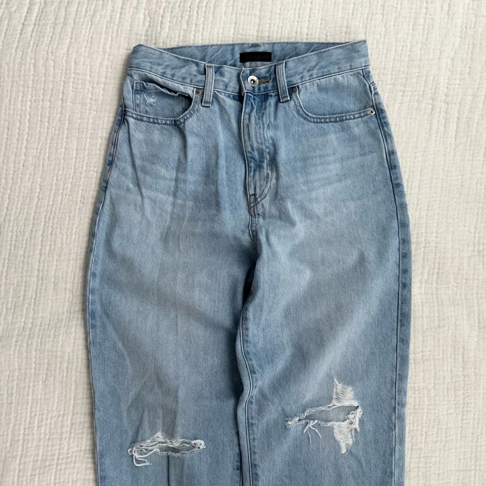 Uniqlo Light Blue High Rise Ripped Jeans - Picture 2 of 4